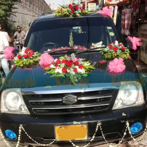Gladiolus And Roses Wedding Car Decor