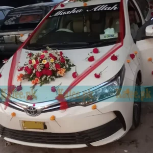 Corolla Wedding Car Decor With Glades Daisies & Roses