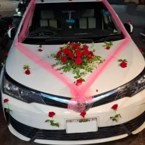 Red Rose Flowers Corolla Wedding Car Decoration