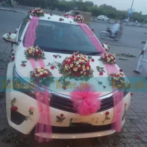 Daisies Roses And Statice Wedding Car Decor