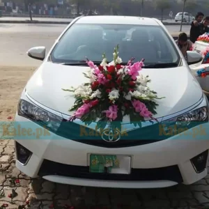 Mixed Gladiolus Wedding Car With Red Roses