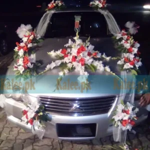 Red And White Glades Wedding Car Decoration