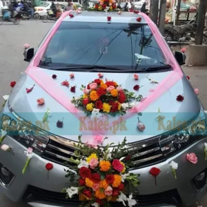 Roses And Marigold Car Decor for Weddings
