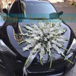 Gladiolus And Baby's Breath Wedding Car