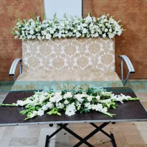 Roses And Gladiolus Decoration With Gypsophila