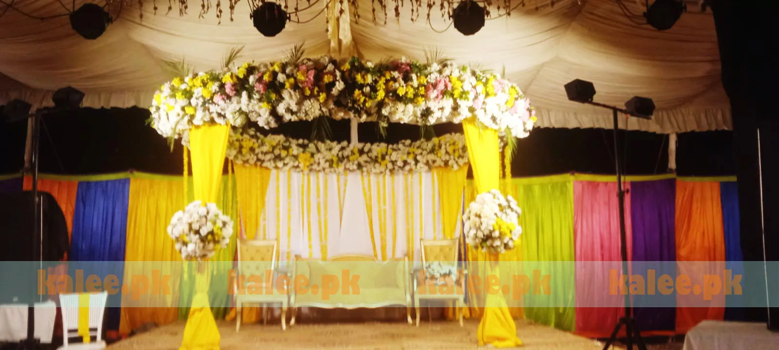 Luxury Mehndi Mayo Setup With Artificial Flowers