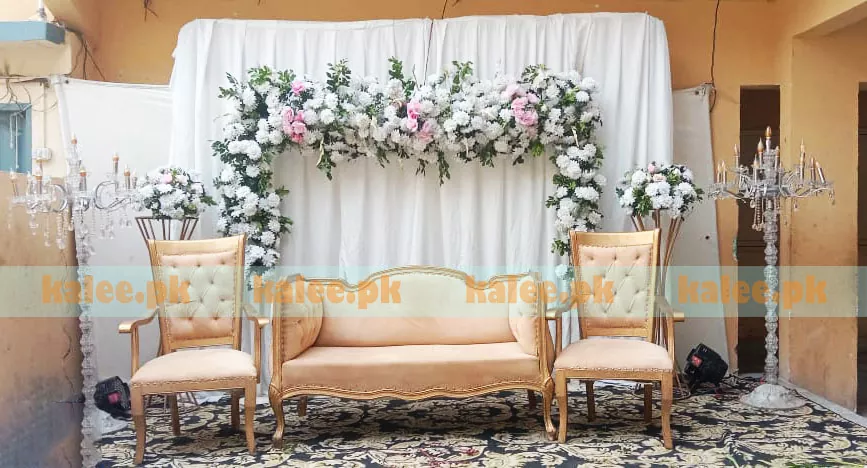Pink & White Artificial Flowers Stage Decoration