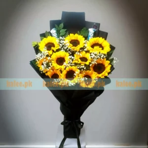 Sunflowers & Baby's Breath With Bounty Chocolates