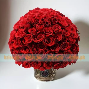 200 English Rose Flowers Fancy Vase