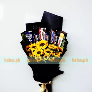 Sunflowers And Chocolates Bouquet