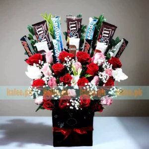 Chocolates Box With Mix Roses & Baby's Breath