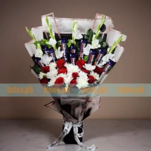 Dairy Milk And Mixed Flowers Bouquet
