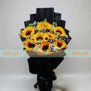 Imported Sunflower And Baby's Breath Bouquet
