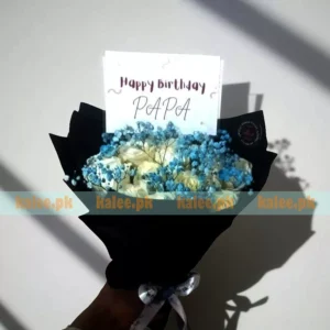 White Roses And Blue Baby's Breath Bouquet