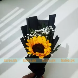 Single Sunflower Bouquet With Baby's Breath