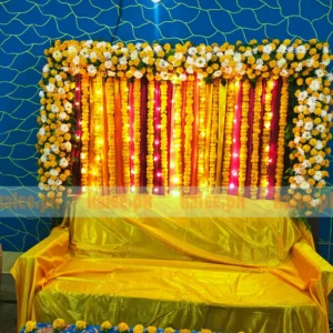 Mehndi Mayoon Stage Decor With Marigold Daisies