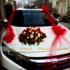 Honda Civic Wedding Car Decor With Roses & Daisies
