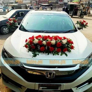 Wedding Car Decoration With Roses & Daisies