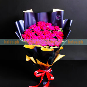 Flat Design Hand Tied Red Roses Bouquet
