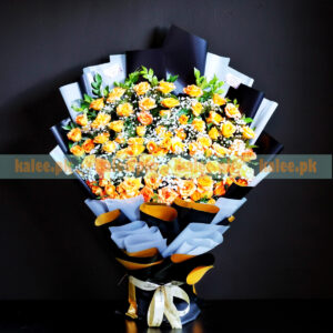 Yellow Roses And Baby's Breath Hand Tied Bouquet
