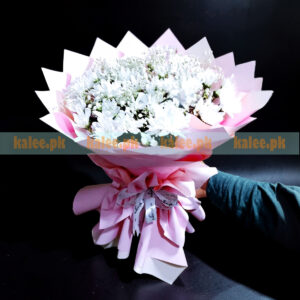 Daisies & Baby's Breath Hand Tied Fancy Bouquet