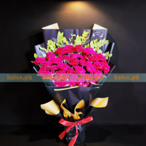 Hand Tied Red Roses Flat Design Bouquet