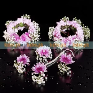 Purple Daisy And Baby's Breath Complete Jewellery Set