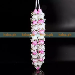Pink & White Roses Garland/Haar With Baby's Breath