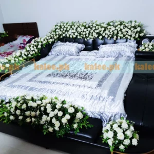 White Roses & Statice Flowers Wedding Bridal Room