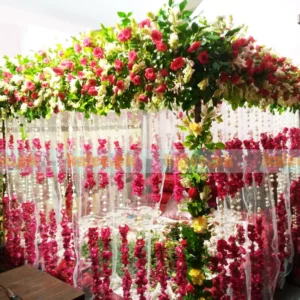 Red Roses And Tuberose Flowers Wedding Bridal Room