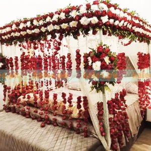 Red Roses & Chrysanthemum Bridal Room Decor