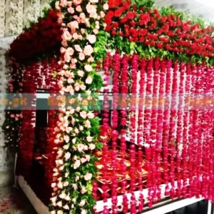 Pink White & Red Rose Flowers Bridal Room Decor