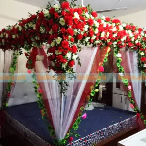 White And Red Rose Flowers Wedding Bridal Bedroom