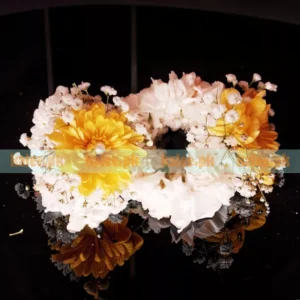 Yellow & White Daisy Floral Kangan With Baby's Breath