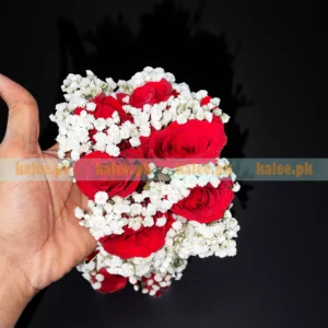 Red Rose Flowers Bridal Kangan With Baby's Breath