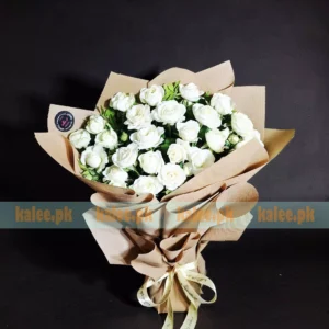 White Roses Round Design Bouquet