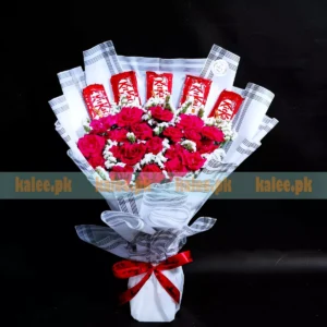 4 Fingers KitKat Chocolates Bouquet With Flowers