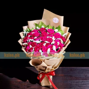 Red Roses And Statice Flowers Flat Desgin Bouquet