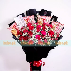 Buldak Noodles Bouquet With Roses & Baby's Breath