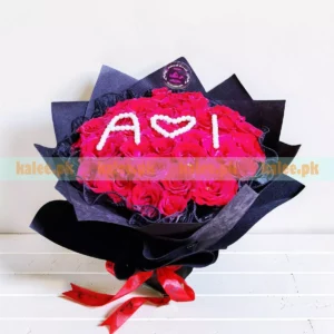 Red Rose Alphabet Flowers Bouquet