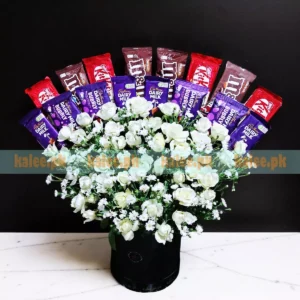 Chocolates Box With Roses Baby's Breath & Aster