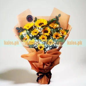 Sunflowers And Baby’s Breath Flat Design Bouquet