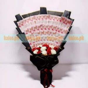 5000 Currency Cash Bouquet With Rose Flowers