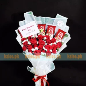 KitKat Chocolates Bouquet With Statice & Roses