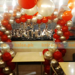 Birthday Balloon Arch Setup with Foil Banner