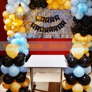 Elegant Blue Yellow & Black Birthday Party Decoration