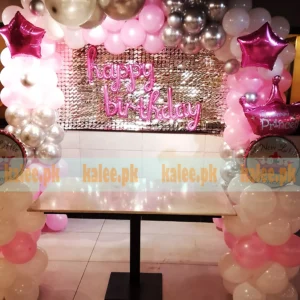 Glamorous Pink & Metallic Silver Princess Balloons Decor