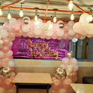 Elegant Pastel Pink Birthday Decoration Setup