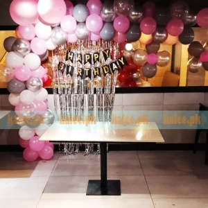 Pink Silver & Grey Balloons Birthday Party Decoration