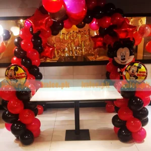 Red & Black Mickey Mouse Theme Birthday Balloons Setup